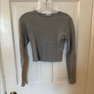 Brandy Melville Gray Cropped Fitted Sweatshirt
